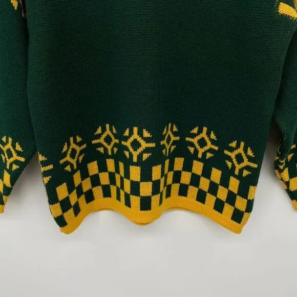 Vintage 100% Worsted Wool Sweater Size M L Peerless Richards Greenwich Ski Moto - Picture 9 of 10